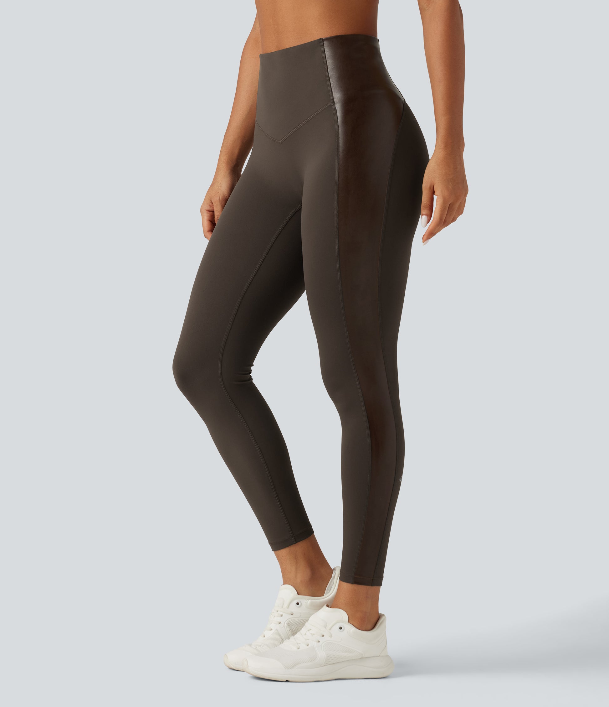 UltraSculpt™ High Waisted Stretchy PU Tummy Control Yoga Leggings with Pocket