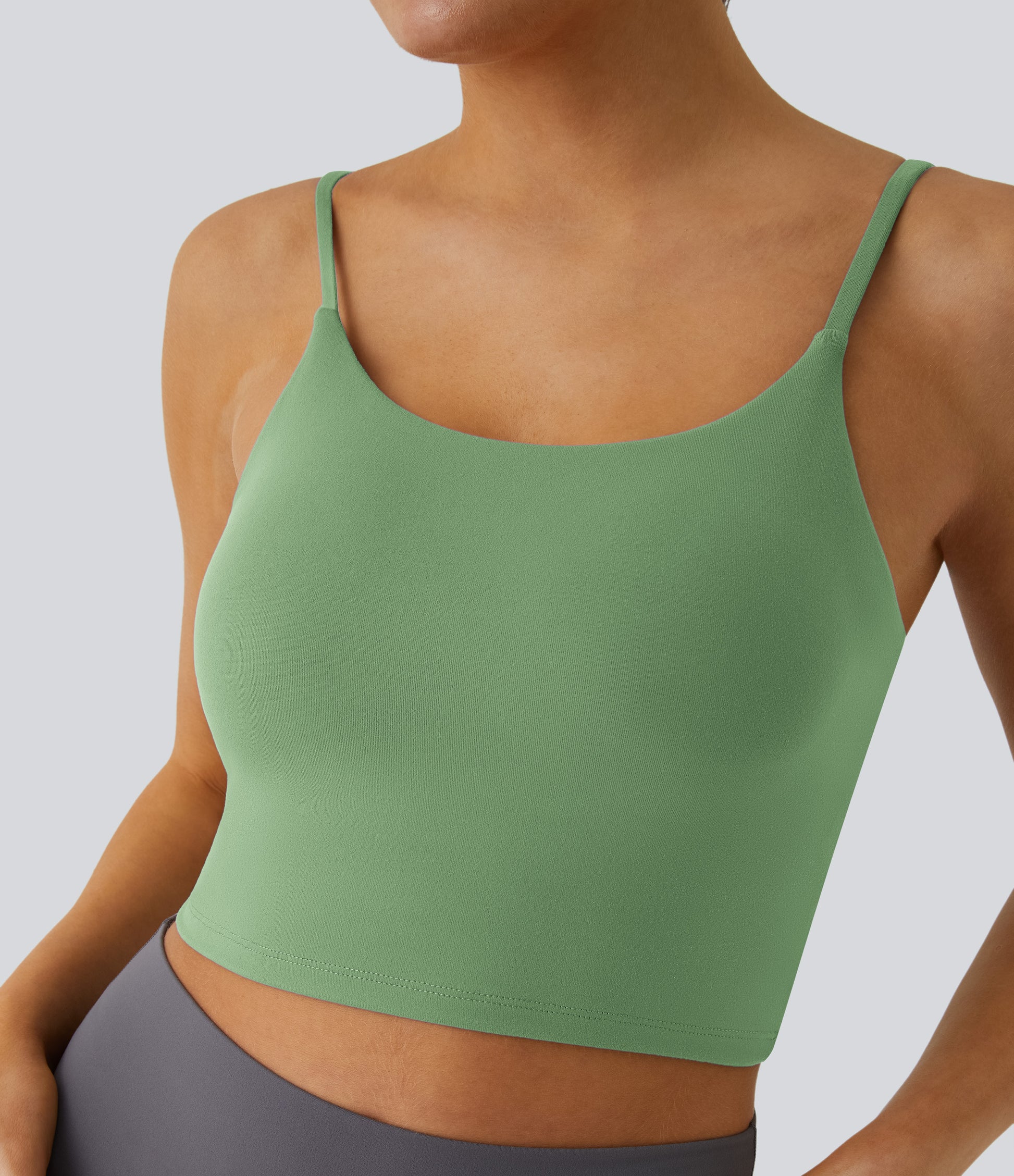 Basic Padded Workout Cropped Low Support Tank Top A-D Cups