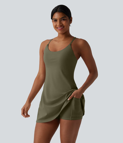 Softlyzero™ Plush Tummy Control Active Dress with Pockets-Easy Peezy Edition