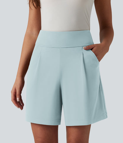 DayStretch High Waisted Work Baggy Bermuda Shorts 7'' with Pockets