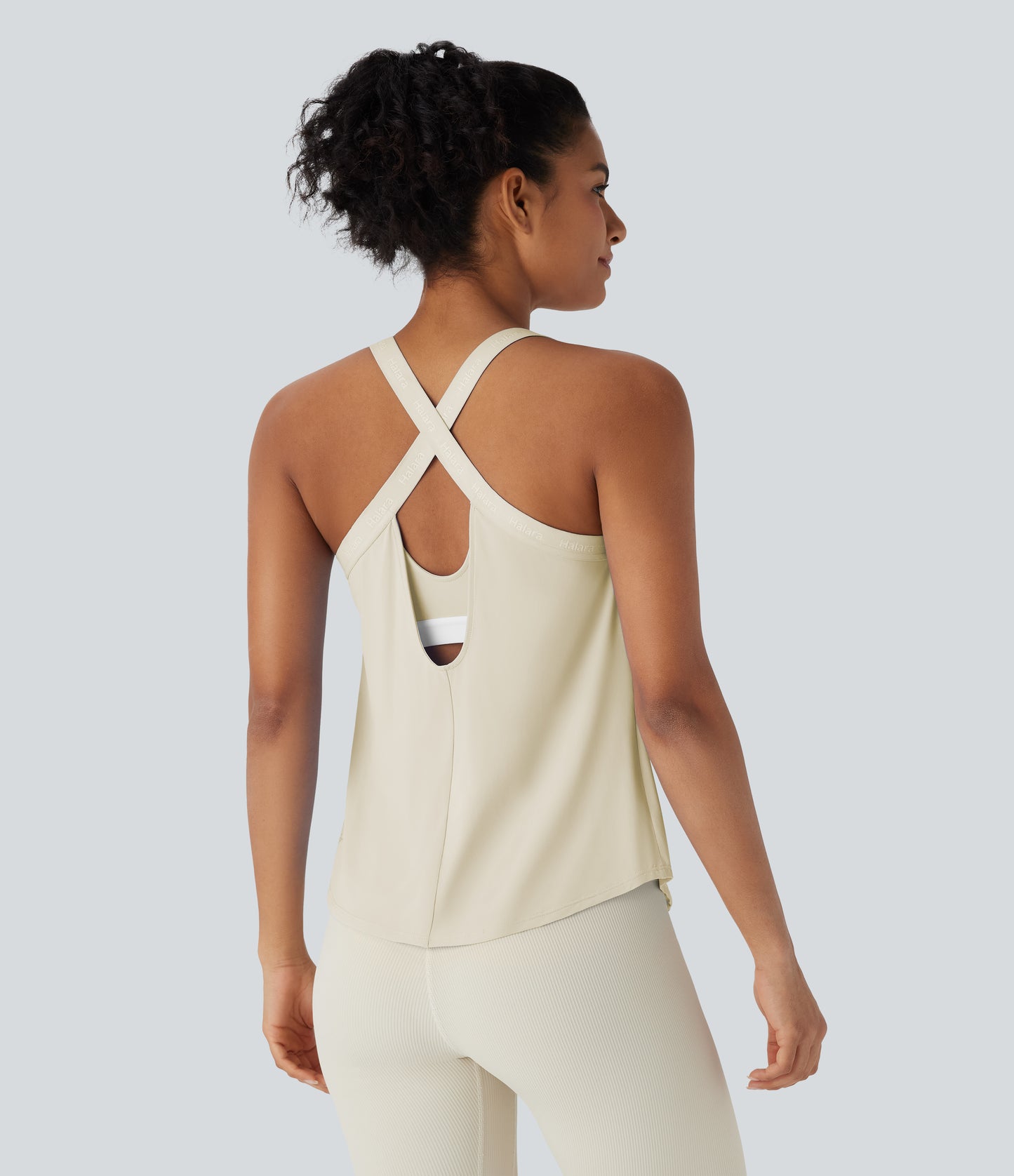 U Neck Curved Hem InstantCool Yoga Tank Top-UPF50+