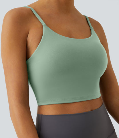 Basic Padded Workout Cropped Low Support Tank Top A-D Cups