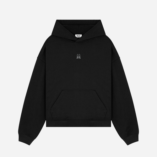 Realm Oversized Cropped Hoodie (Black)