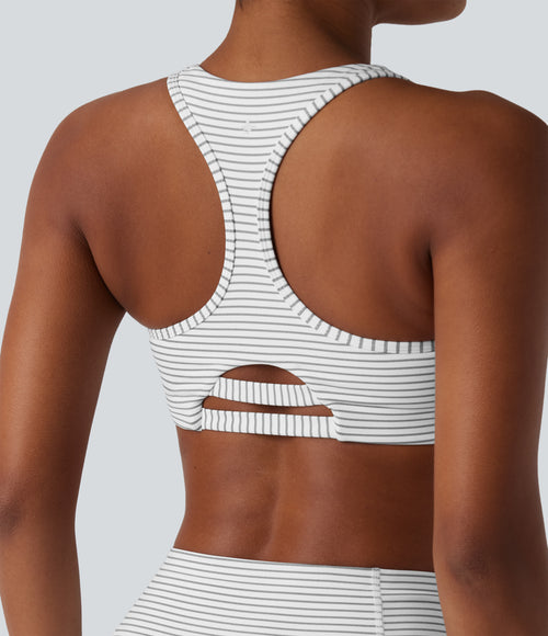 Medium Support Racerback Stripes Training Sports Bra