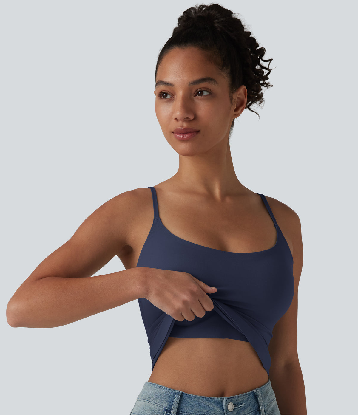 Scoop Neck Built-in Bra Casual Tank Top B-E Cups