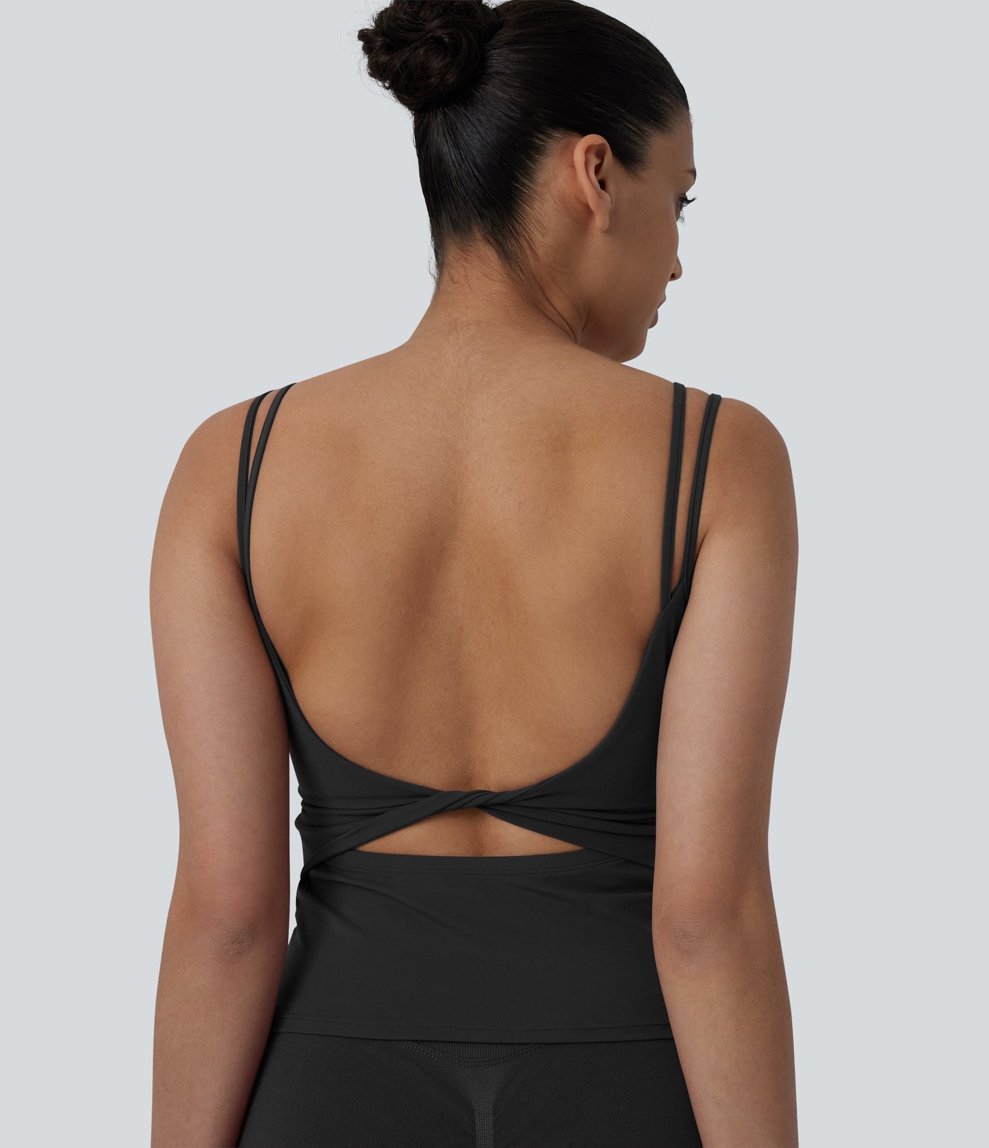 UltraSculpt™ Double Straps Twisted Backless Cropped Yoga Tank Top-Longer Length