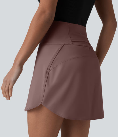 SoftlyZero™ Airy Super High-Waist Tummy Control Curved Hem 2-in-1 Cool Touch Golf Mini Skirt with Pockets