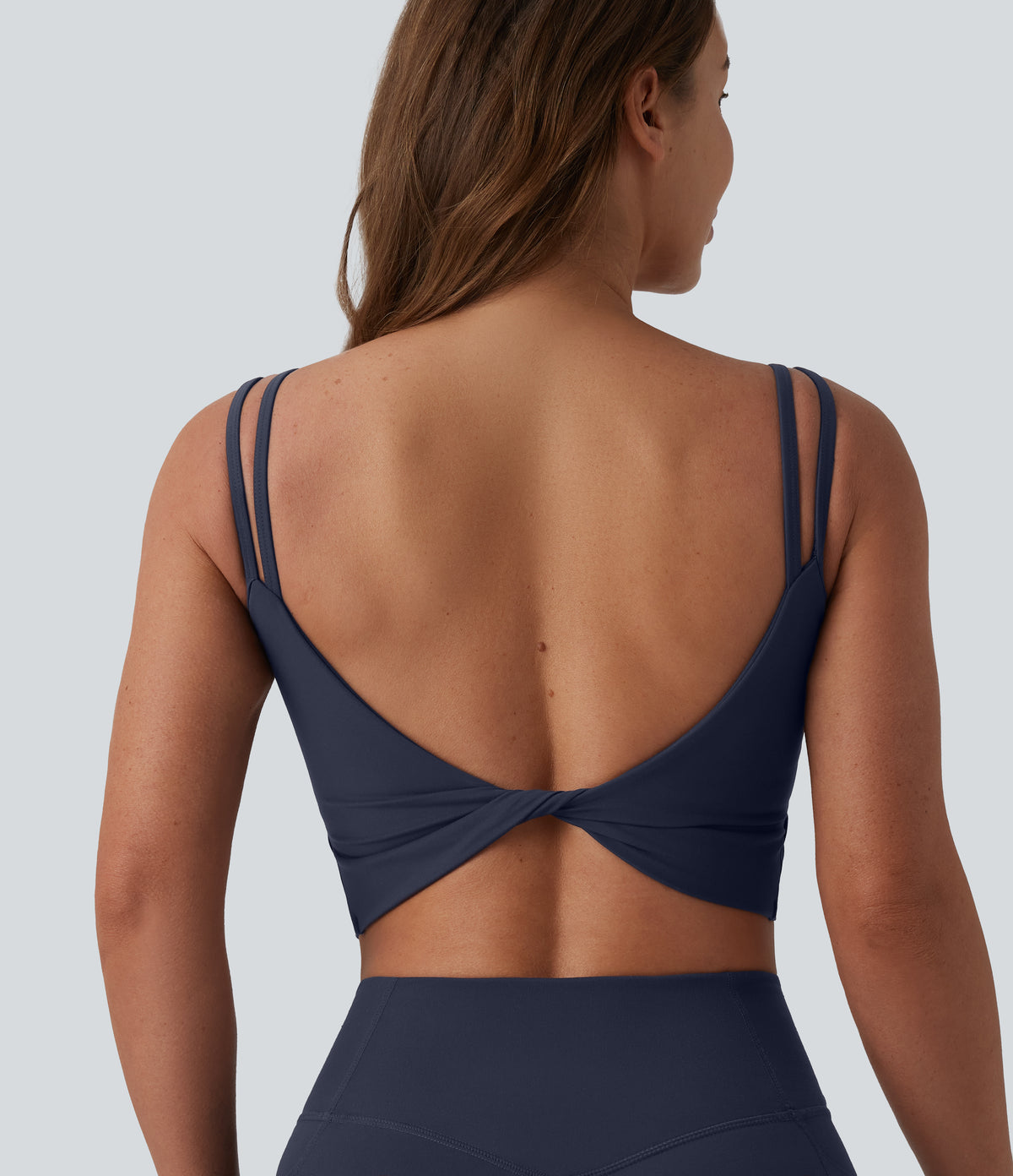 Halara UltraSculpt™ Double Straps Twisted Backless Cropped Built-in Bra Yoga Tank Top DD-F Cups