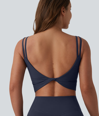 Halara UltraSculpt™ Double Straps Twisted Backless Cropped Built-in Bra Yoga Tank Top DD-F Cups