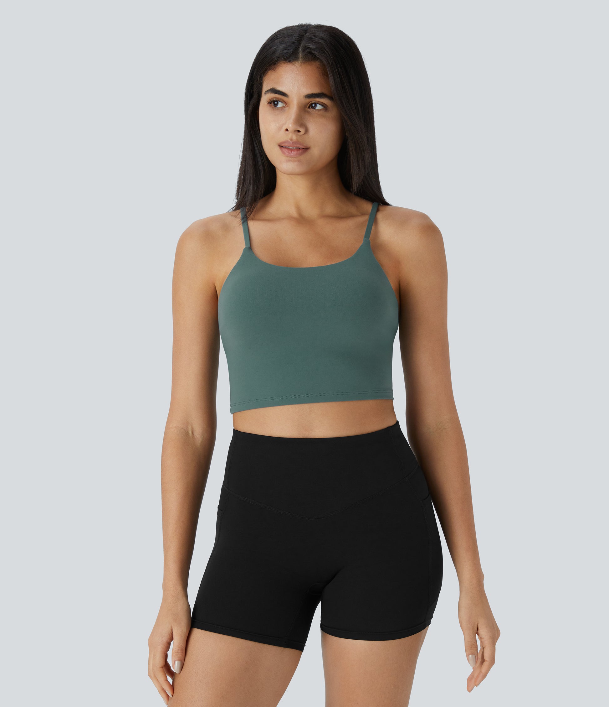 Basic Padded Workout Cropped Low Support Tank Top A-D Cups
