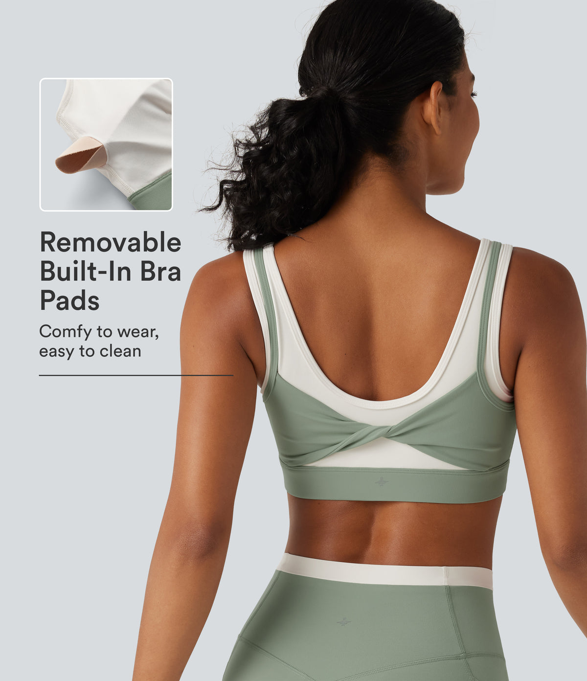 Halara UltraSculpt™ Medium Support U Neck Built-in Bra Twisted Color Block Yoga Sports Bra