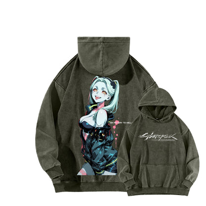 Cyberpunk Edgerunners Unisex Washed Hoodie 26 1  1341