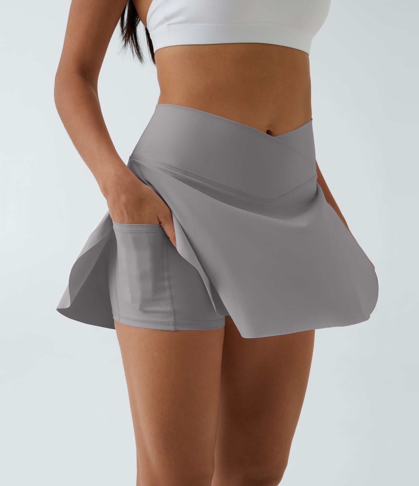 SoftlyZero™ Airy Crossover Pocket 2-in-1 InstantCool Tennis Skirt-Lucid-Longer Length