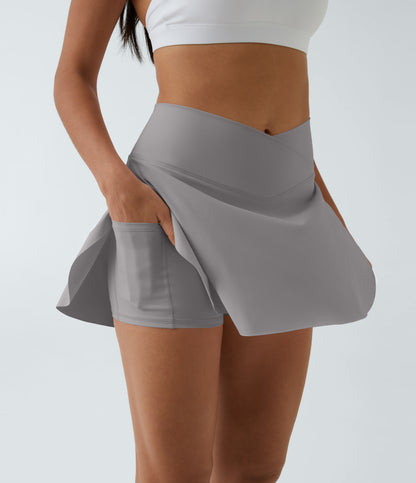 SoftlyZero™ Airy Crossover Pocket 2-in-1 InstantCool Tennis Skirt-Lucid-Longer Length