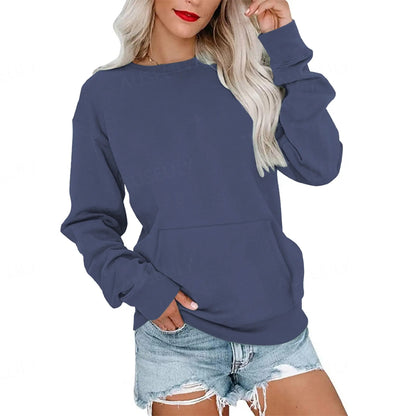 Women's Oversized Crewneck Sweatshirt with Kangaroo Pocket