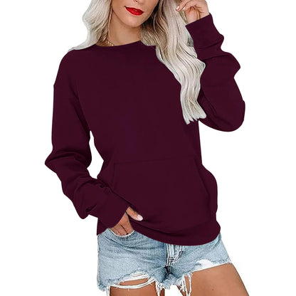 Women's Oversized Crewneck Sweatshirt with Kangaroo Pocket