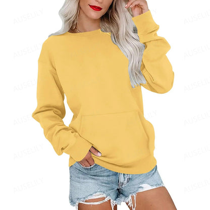 Women's Oversized Crewneck Sweatshirt with Kangaroo Pocket