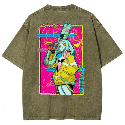 Cyberpunk Edgerunner Unisex Fit Washed T-Shirt 25 9  6595