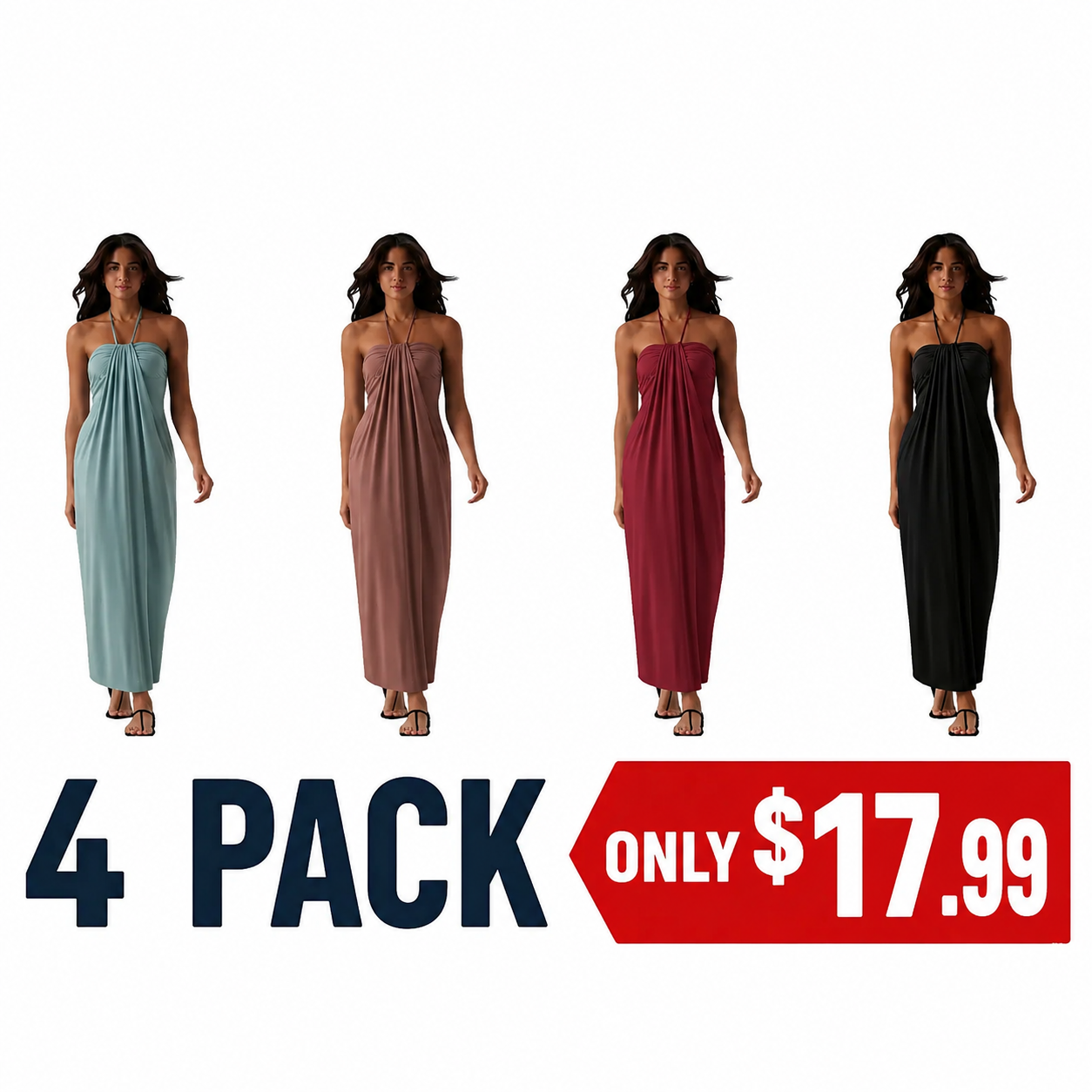 Halter Tie Back Maxi Dress with Pockets