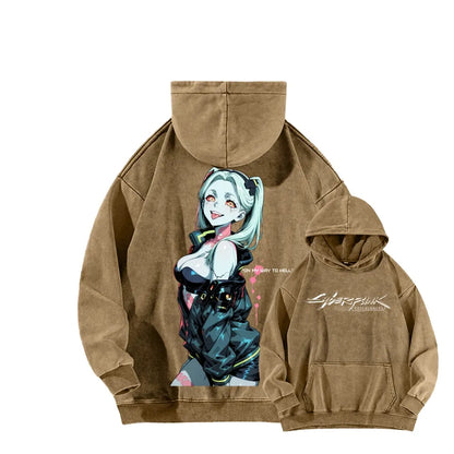Cyberpunk Edgerunners Unisex Washed Hoodie 26 1  1341