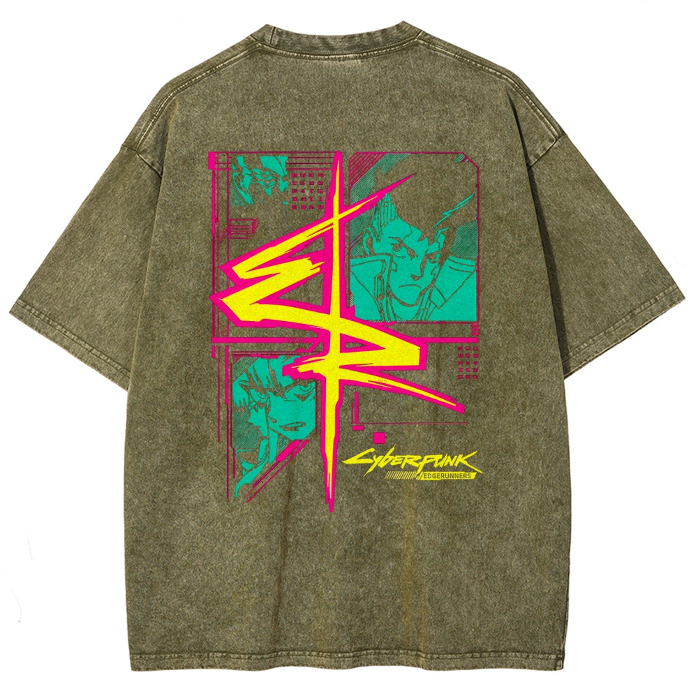 Cyberpunk Edgerunner Unisex Fit Washed T-Shirt 25 9  66 9