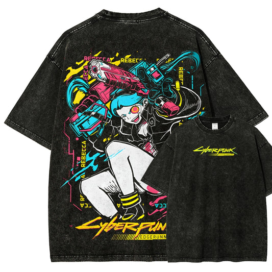 Cyberpunk Unisex Fit Washed T-Shirt 25 7  8512