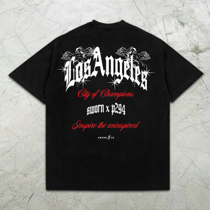 LA Slogan Graphic Print Short Sleeve T-Shirt
