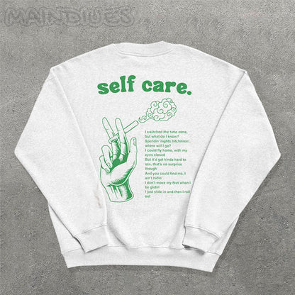 Mac Miller Self Care Printed Crew Neck Sweatshirt