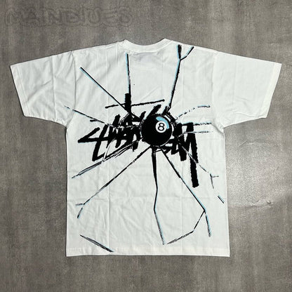 Billiards No. 8 Spider Print Short Sleeve T-Shirt