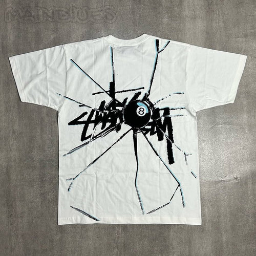 Billiards No. 8 Spider Print Short Sleeve T-Shirt