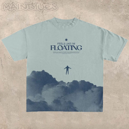 Casual Sky Print Short Sleeve Oversized T-Shirt