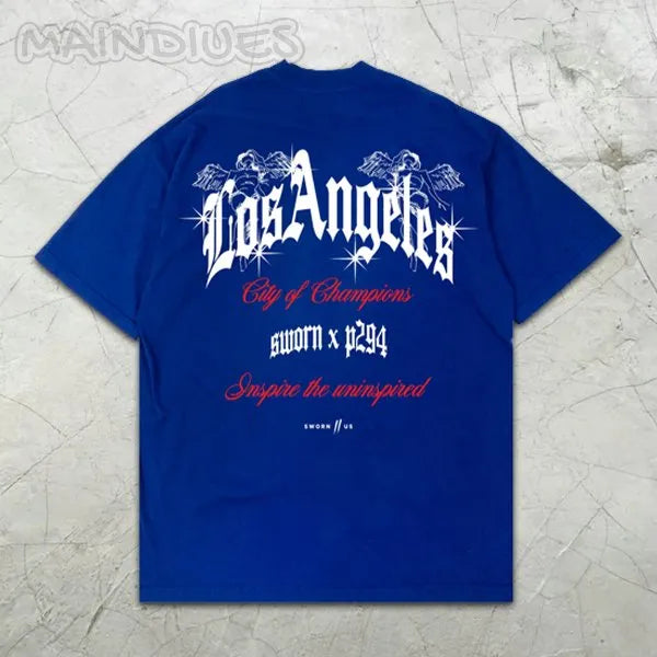 LA Slogan Graphic Print Short Sleeve T-Shirt