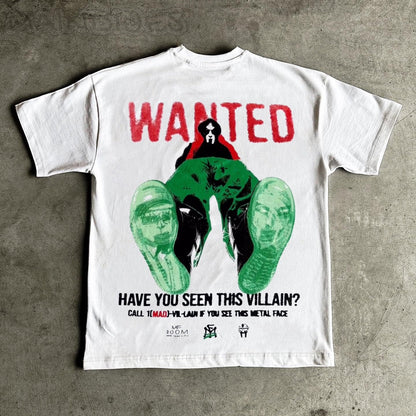 Personalized Wanted Print Short Sleeve T-shirt
