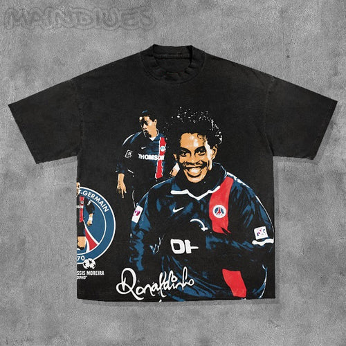 Personalized Footballer Print Short Sleeve T-Shirt