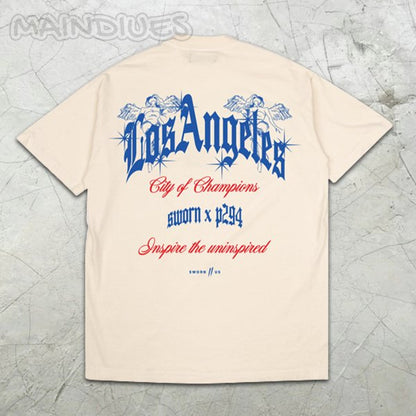 LA Slogan Graphic Print Short Sleeve T-Shirt
