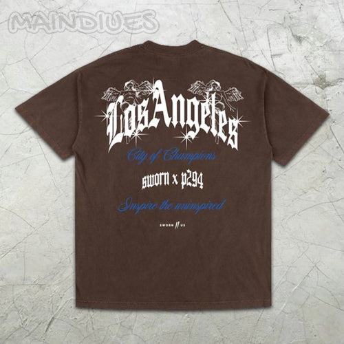 LA Slogan Graphic Print Short Sleeve T-Shirt