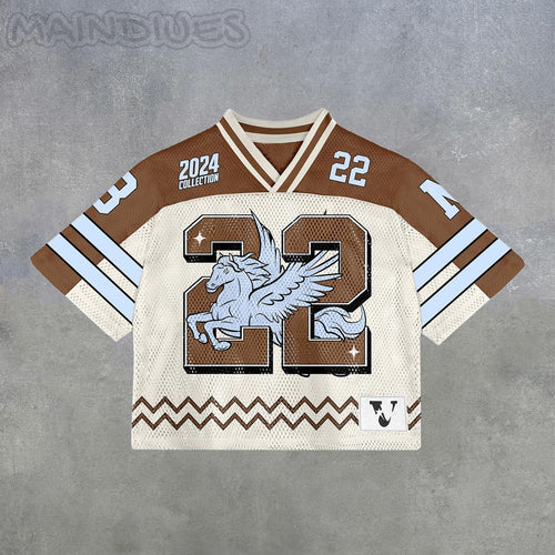 Pegasus Casual Street Retro Jersey Mesh T-Shirt