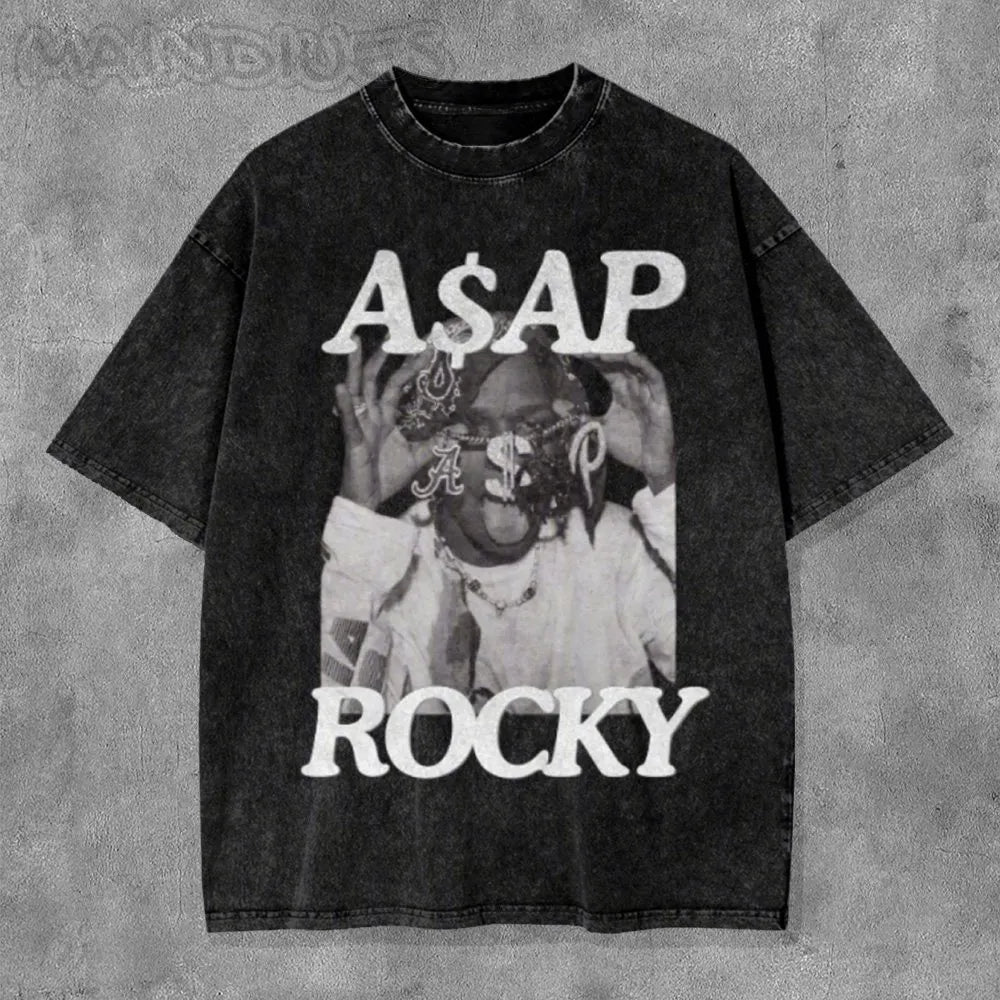 A$AP Washed Distressed Short Sleeve T-Shirt