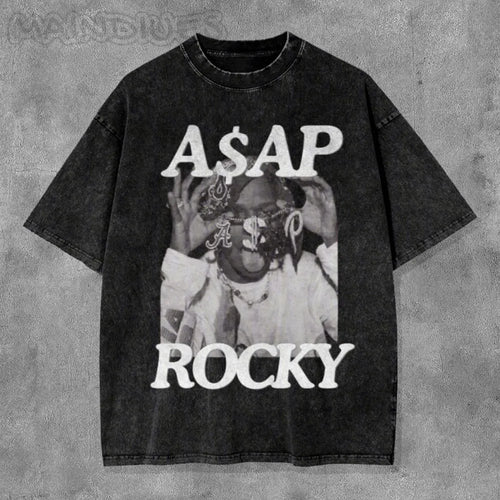 A$AP Washed Distressed Short Sleeve T-Shirt