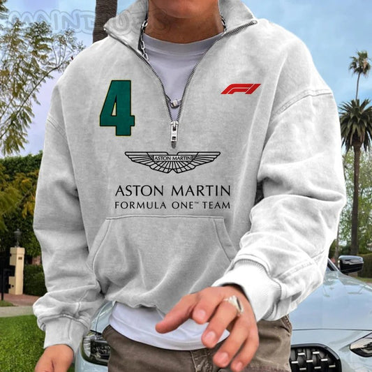 Stylish and stylish half-zip printed sweatshirt